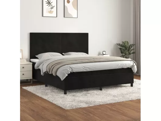 Kauf Unique Boxspringbett mit Matratze Schwarz 180x200 cm Samt