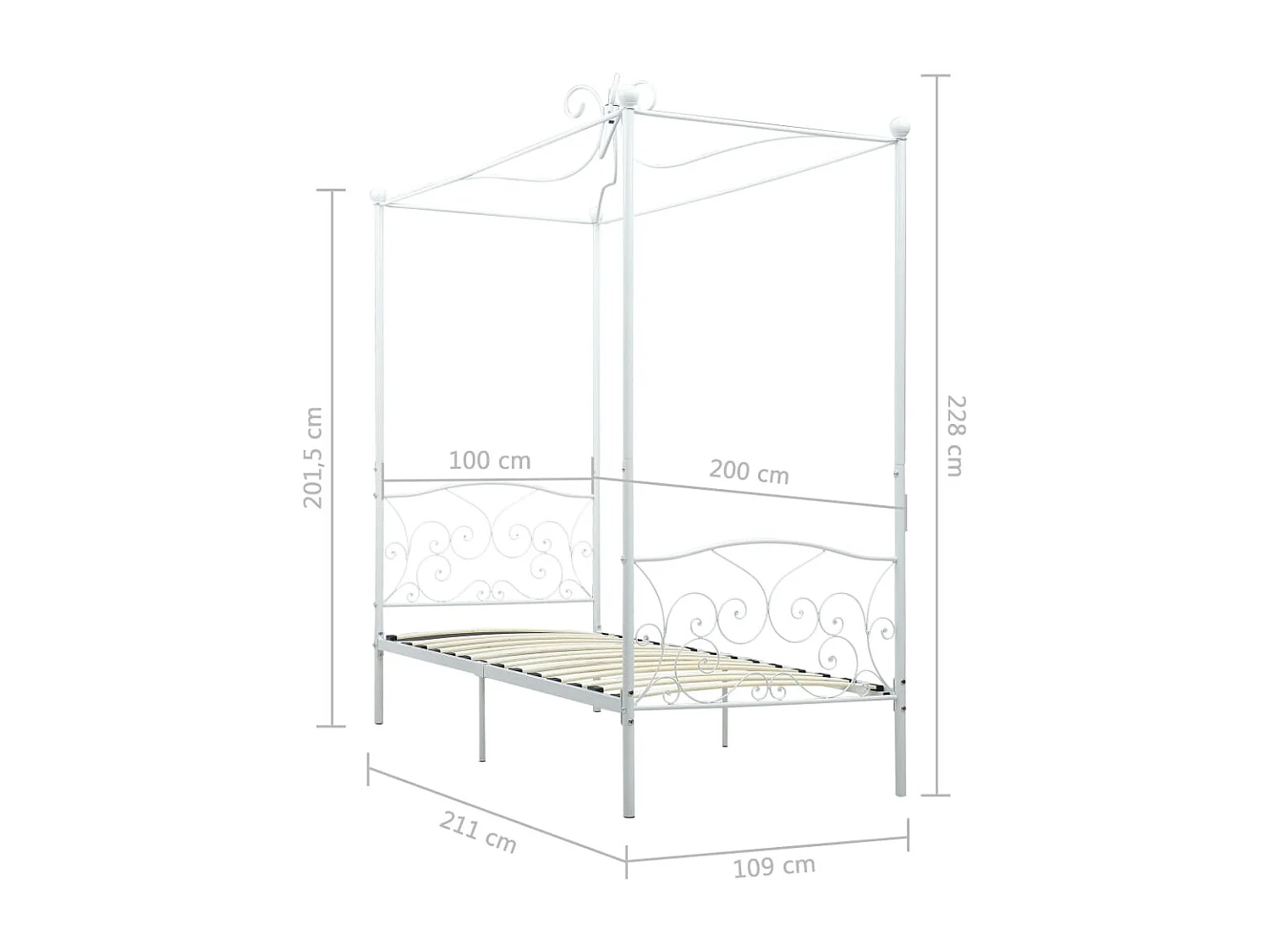 Himmelbett-Gestell Weiß Metall 100 x 200 cm