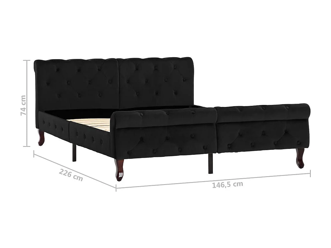 Estrutura de cama 140x200 cm veludo preto
