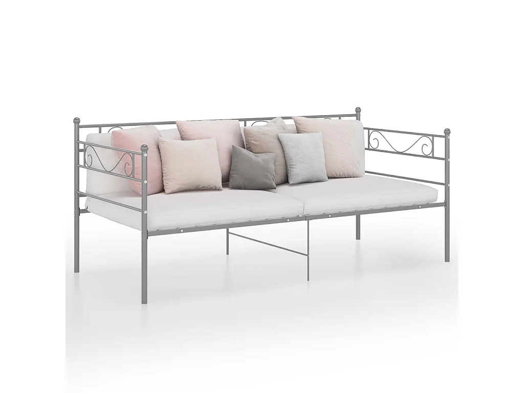 Slaapbankframe metaal grijs 90x200 cm