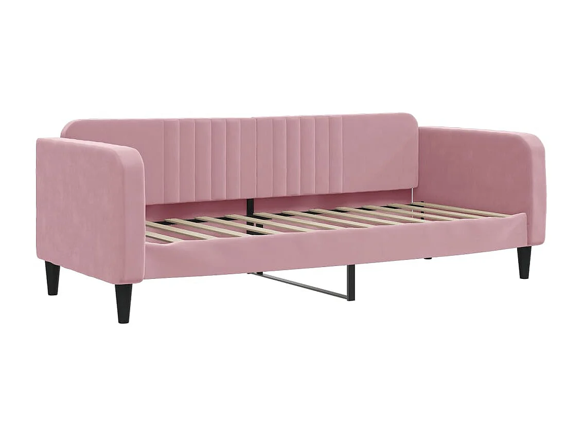 Sofá cama nido con cajones terciopelo rosa 80x200 cm