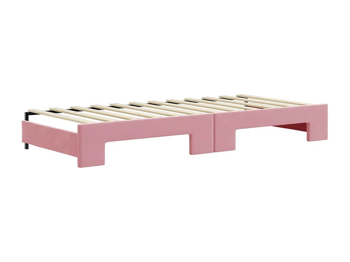 Sofá cama nido con cajones terciopelo rosa 80x200 cm