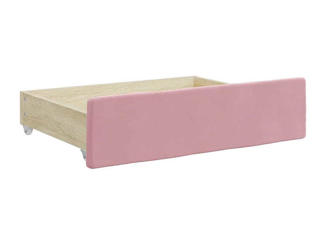 Sofá cama nido con cajones terciopelo rosa 80x200 cm