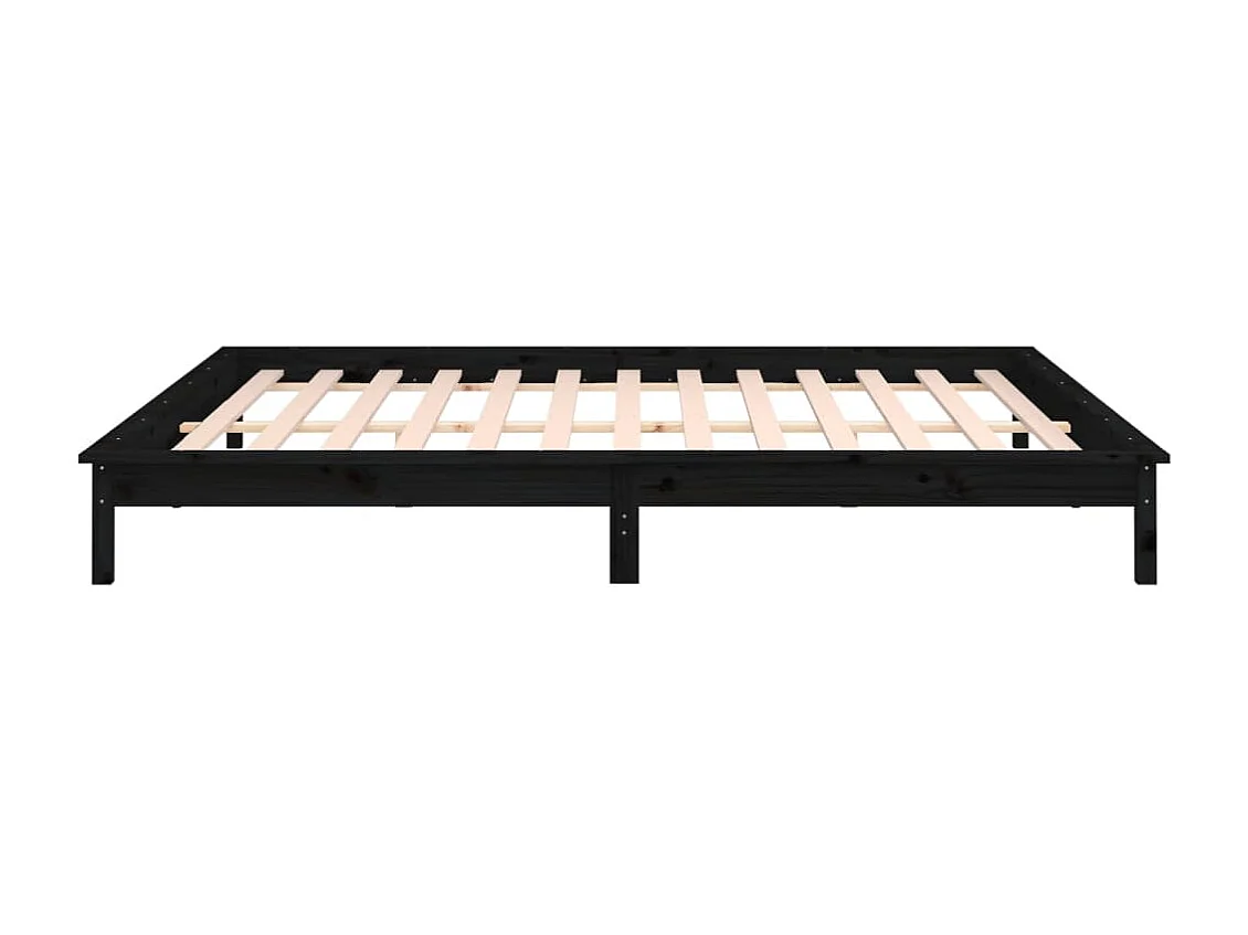 Bedframe LED massief hout zwart 160x200 cm