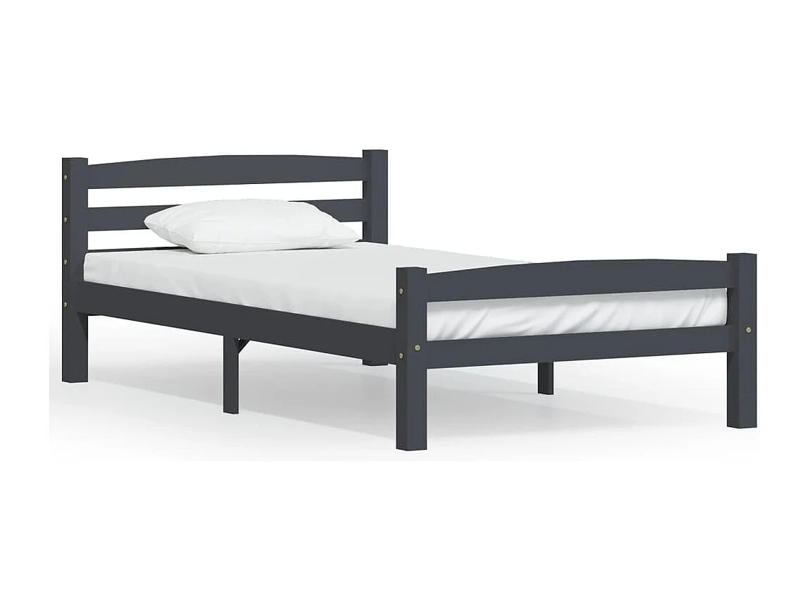 Estrutura de cama 100x200 cm pinho maciço cinzento-escuro