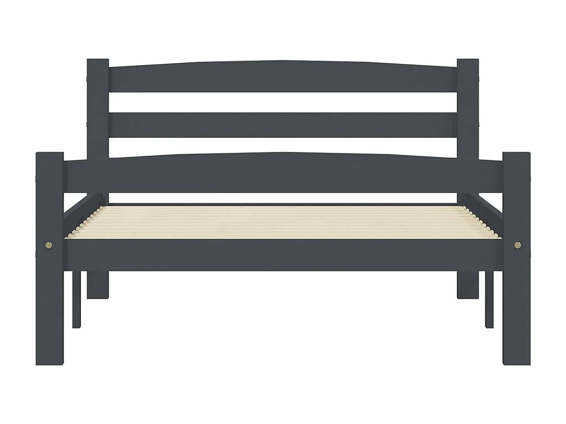 Estrutura de cama 100x200 cm pinho maciço cinzento-escuro