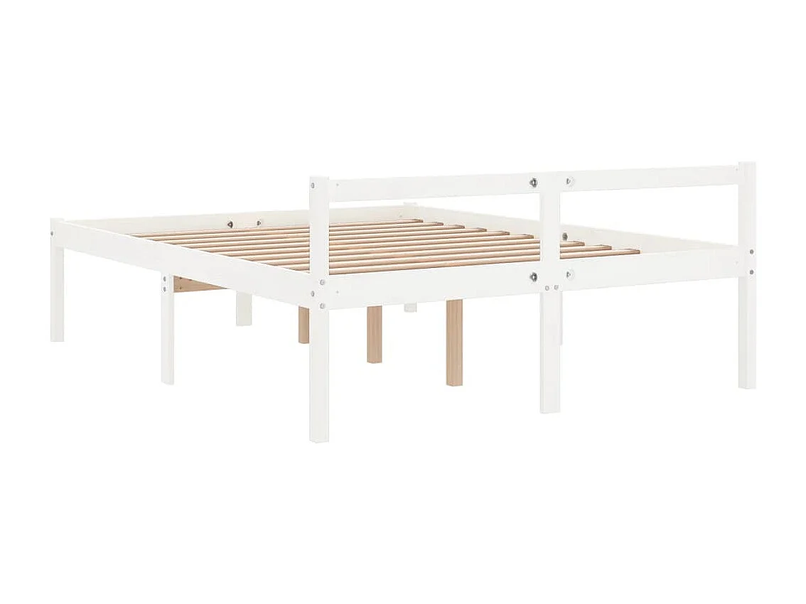 Letto per Anziani Bianco 140x190 cm in Legno Massello di Pino