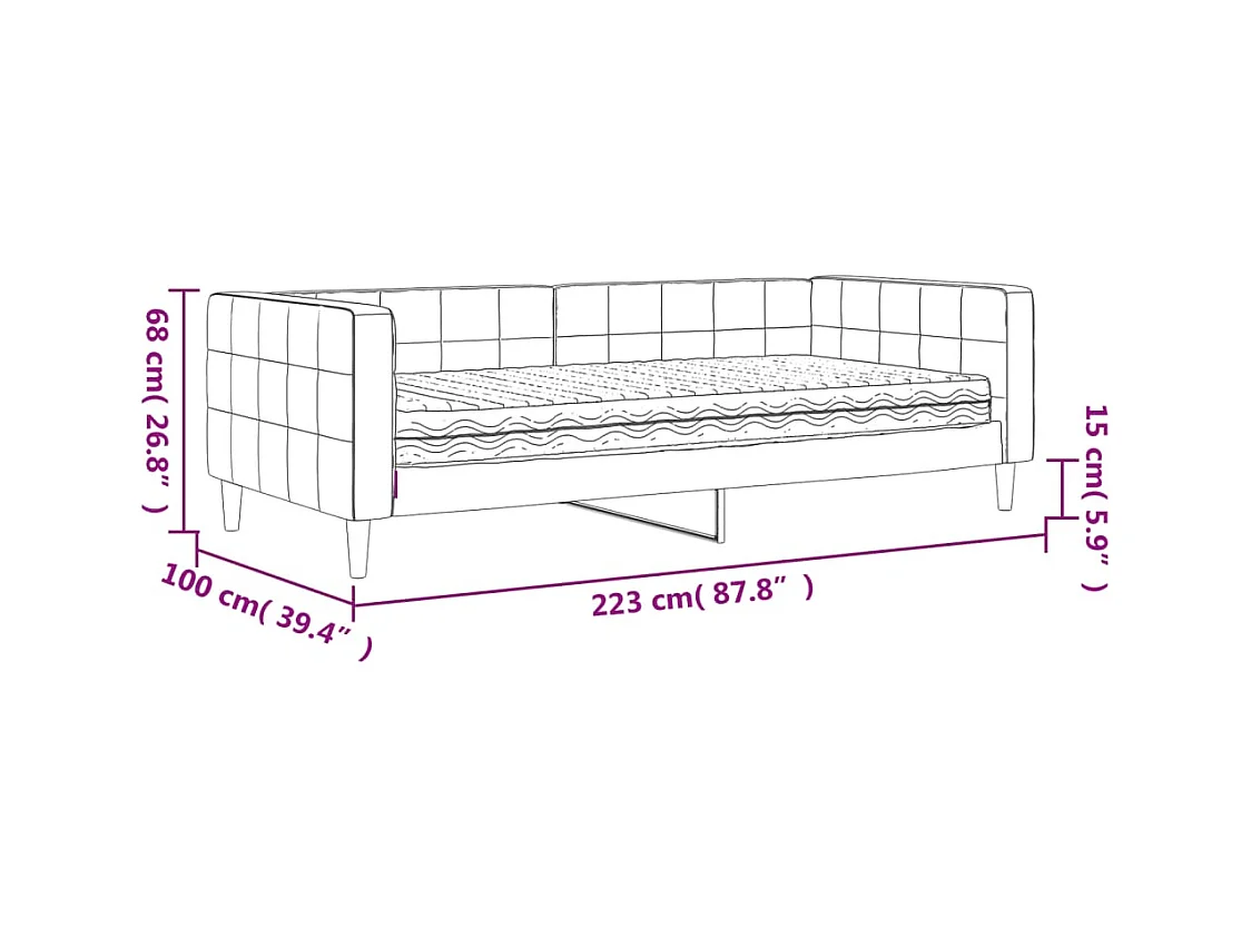 Divano Letto con Materasso Grigio Chiaro 90x200 cm in Velluto