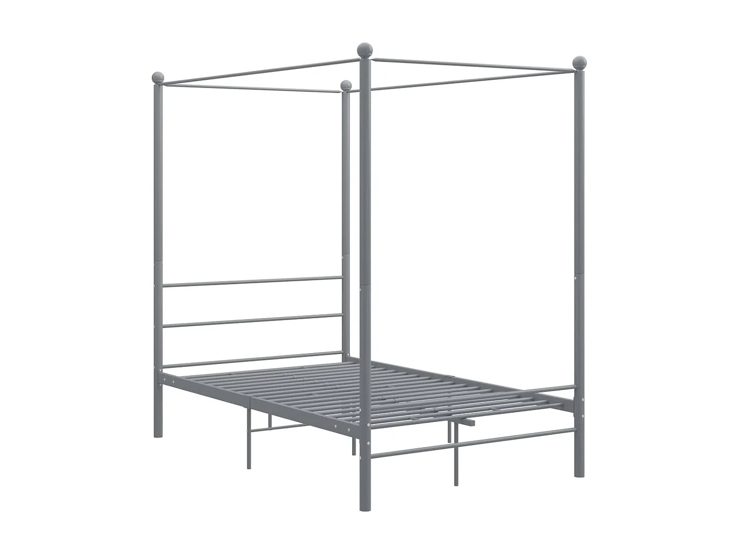 Cadre de lit à baldaquin sans matelas gris métal 140x200 cm