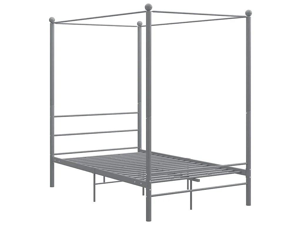 Cadre de lit à baldaquin sans matelas gris métal 140x200 cm