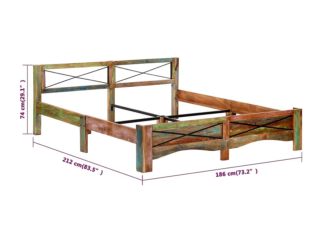 Massivholzbett Altholz 180x200 cm