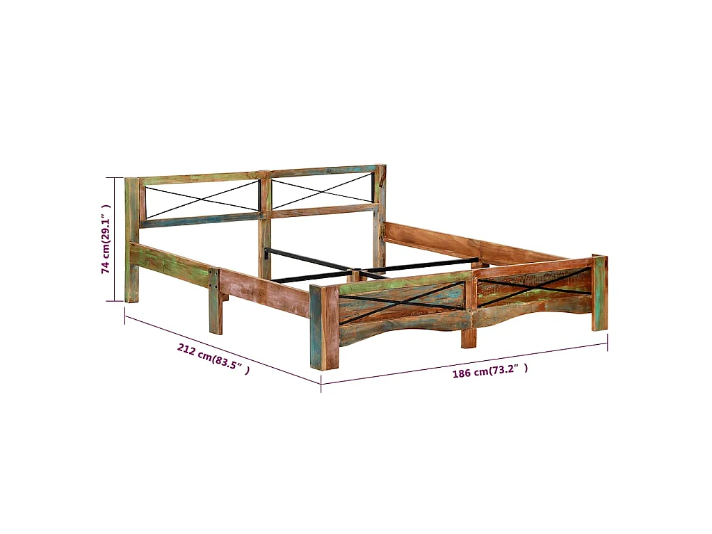 Massivholzbett Altholz 180x200 cm