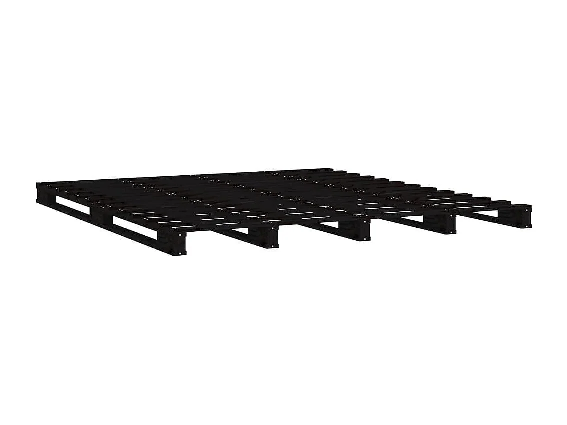 Letto a Pallet Nero 135x190 cm Double Legno Massello di Pino