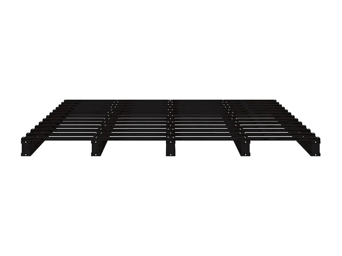 Letto a Pallet Nero 135x190 cm Double Legno Massello di Pino