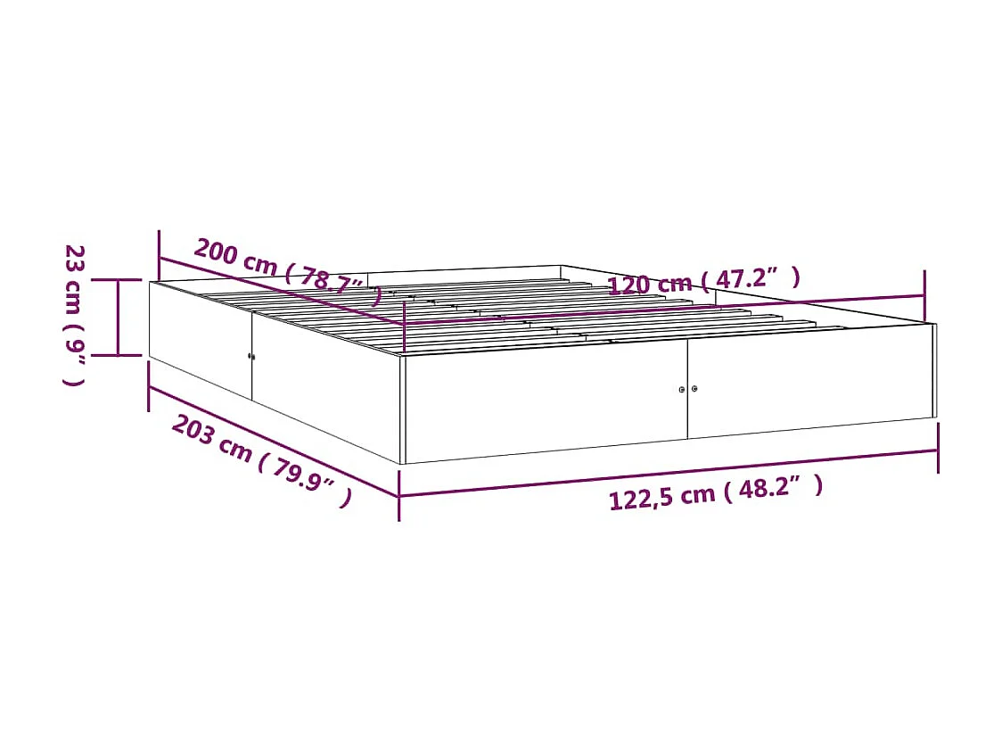 Estructura cama sin colchón madera maciza marrón miel 120x200cm