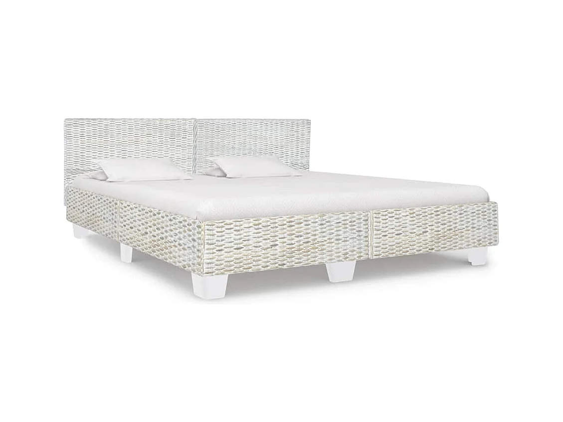 Cadre de lit sans matelas Gris Rotin naturel 180x200 cm