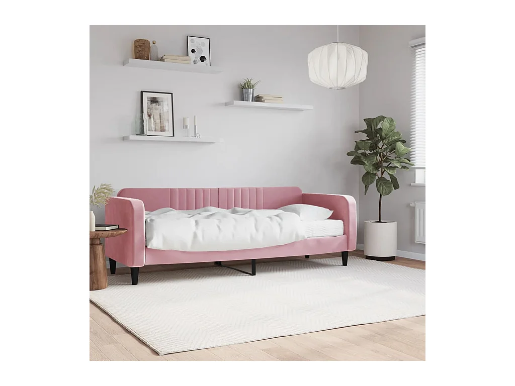 Lit de jour avec matelas rose 80x200 cm velours