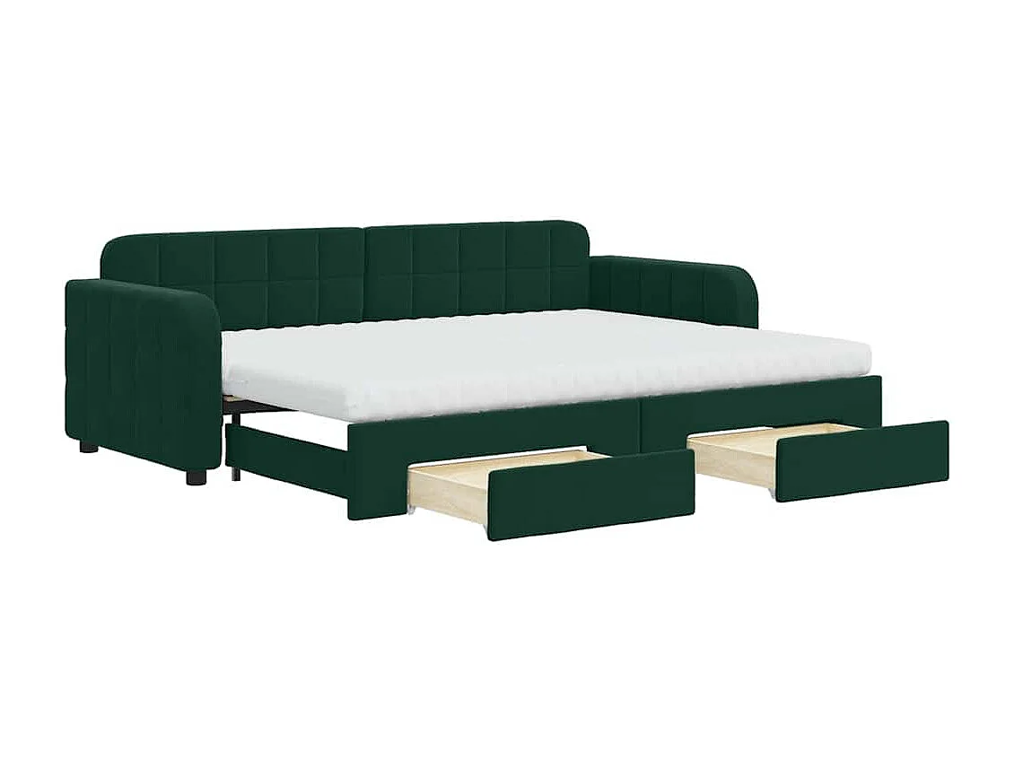 Tagesbett Ausziehbar mit Schubladen Dunkelgrün 80x200 cm Samt
