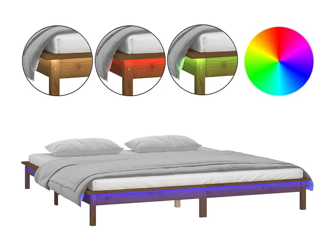 Giroletto con LED senza Materasso Ambra 160x200 Legno Massello