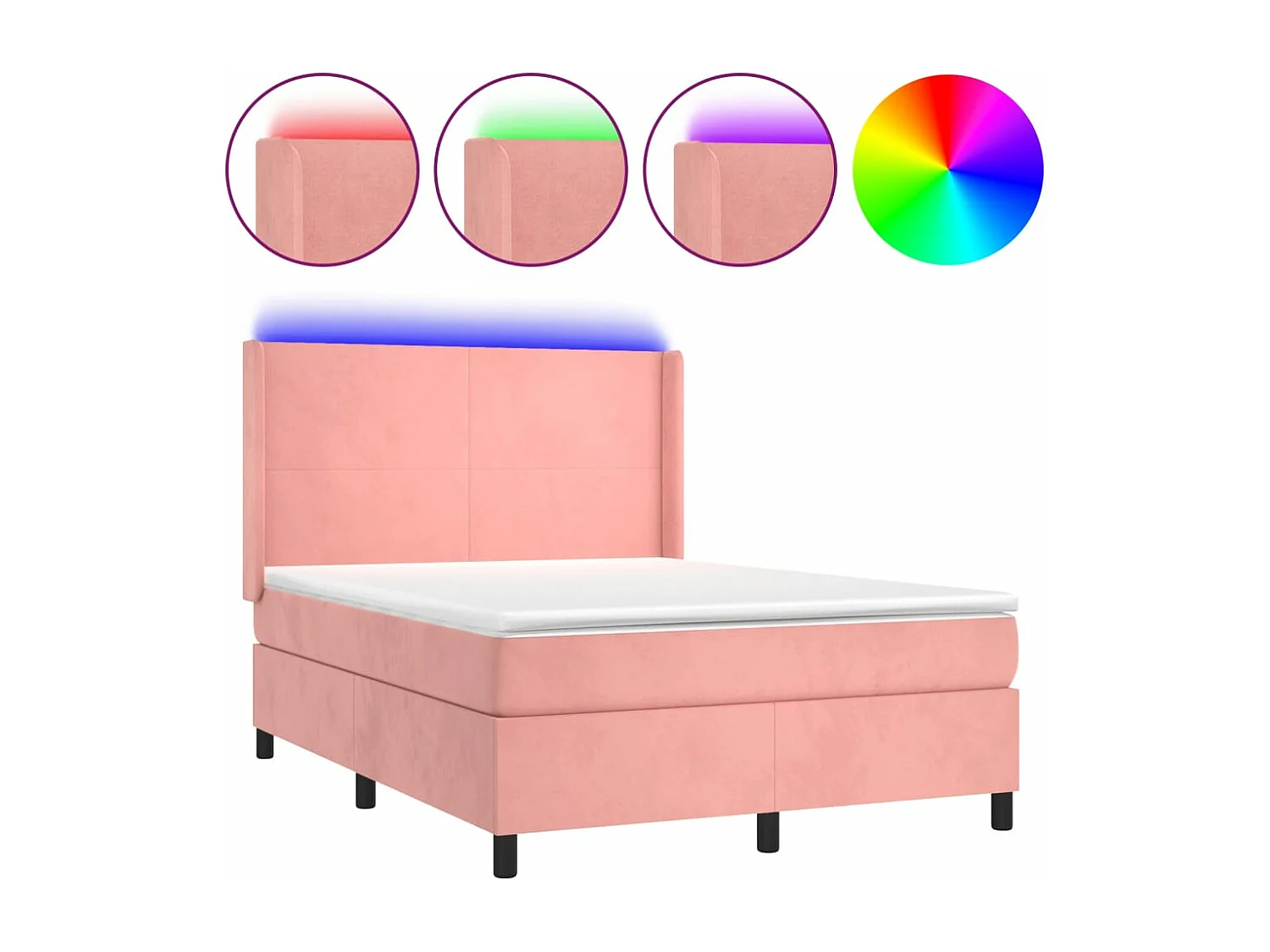 Boxspring met matras en LED fluweel roze 140x200 cm