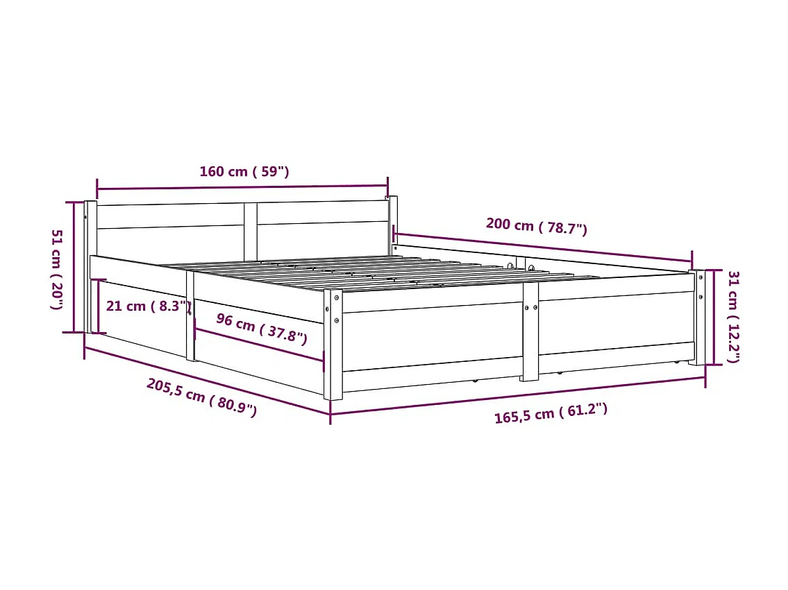 Bedframe met lades 160x200 cm