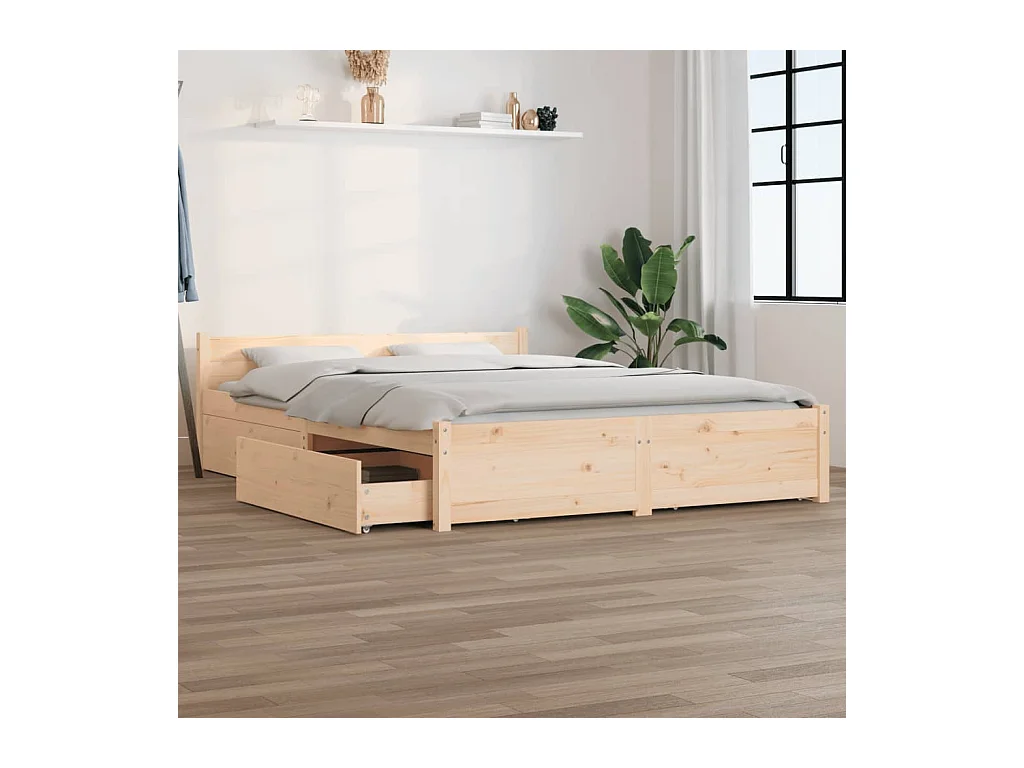 Cadre de lit sans matelas avec tiroirs 160x200 cm