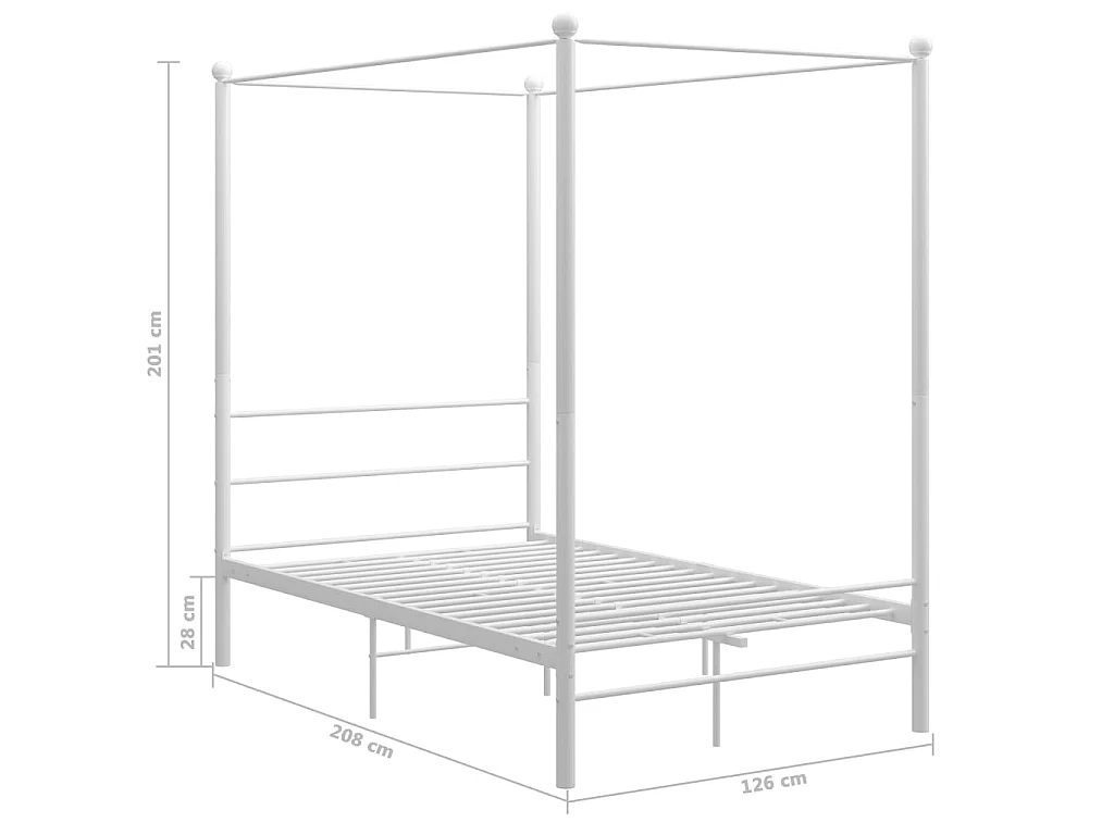 Hemelbedframe metaal wit 120x200 cm
