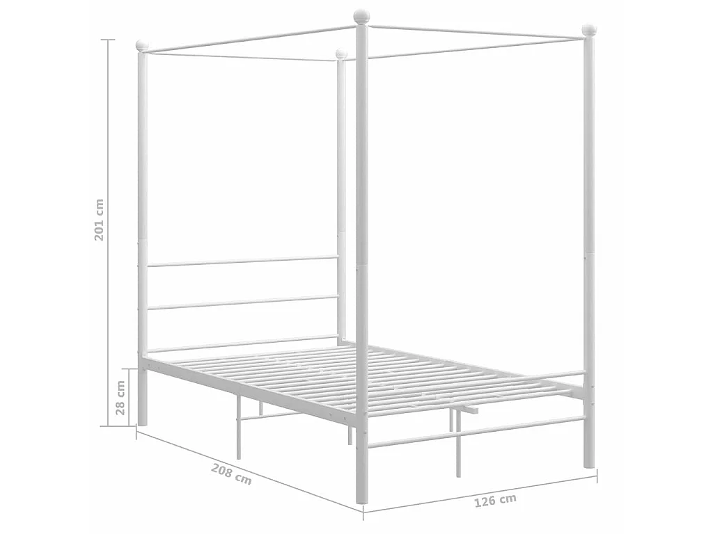 Himmelbett Weiß Metall 120x200 cm
