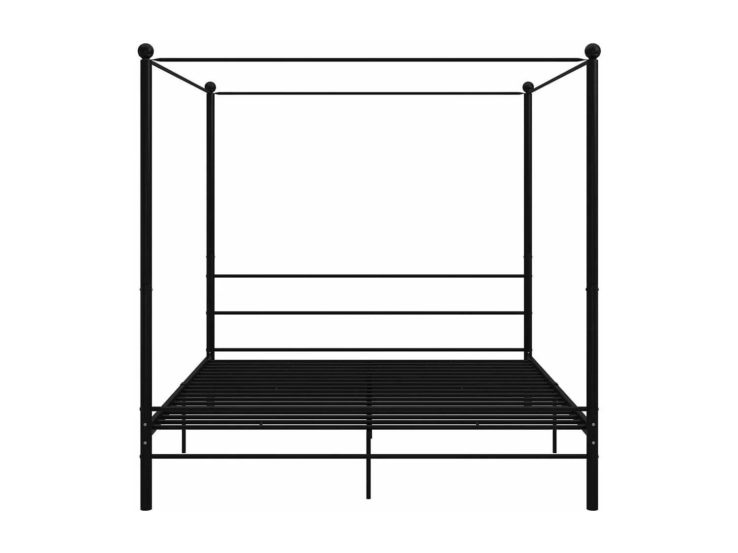 Letto a Baldacchino Nero in Metallo 200x200 cm