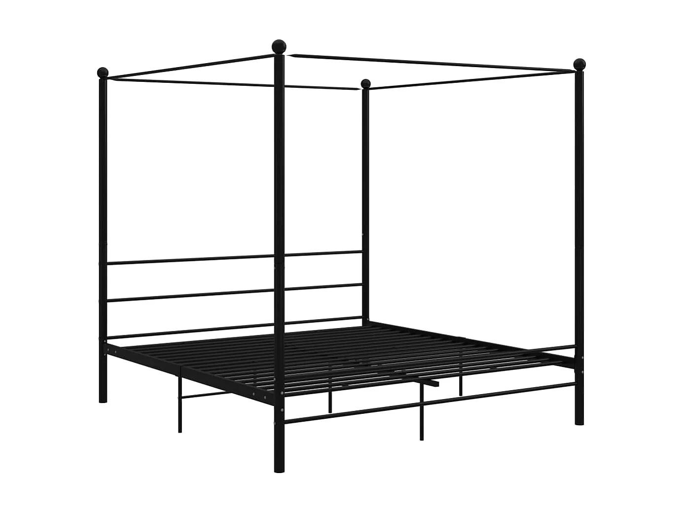 Cadre de lit à baldaquin sans matelas noir métal 200x200 cm