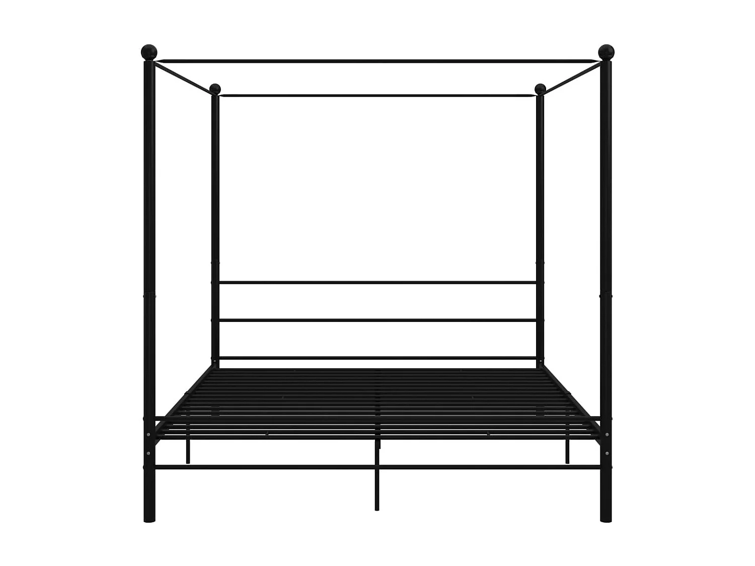 Cadre de lit à baldaquin sans matelas noir métal 200x200 cm