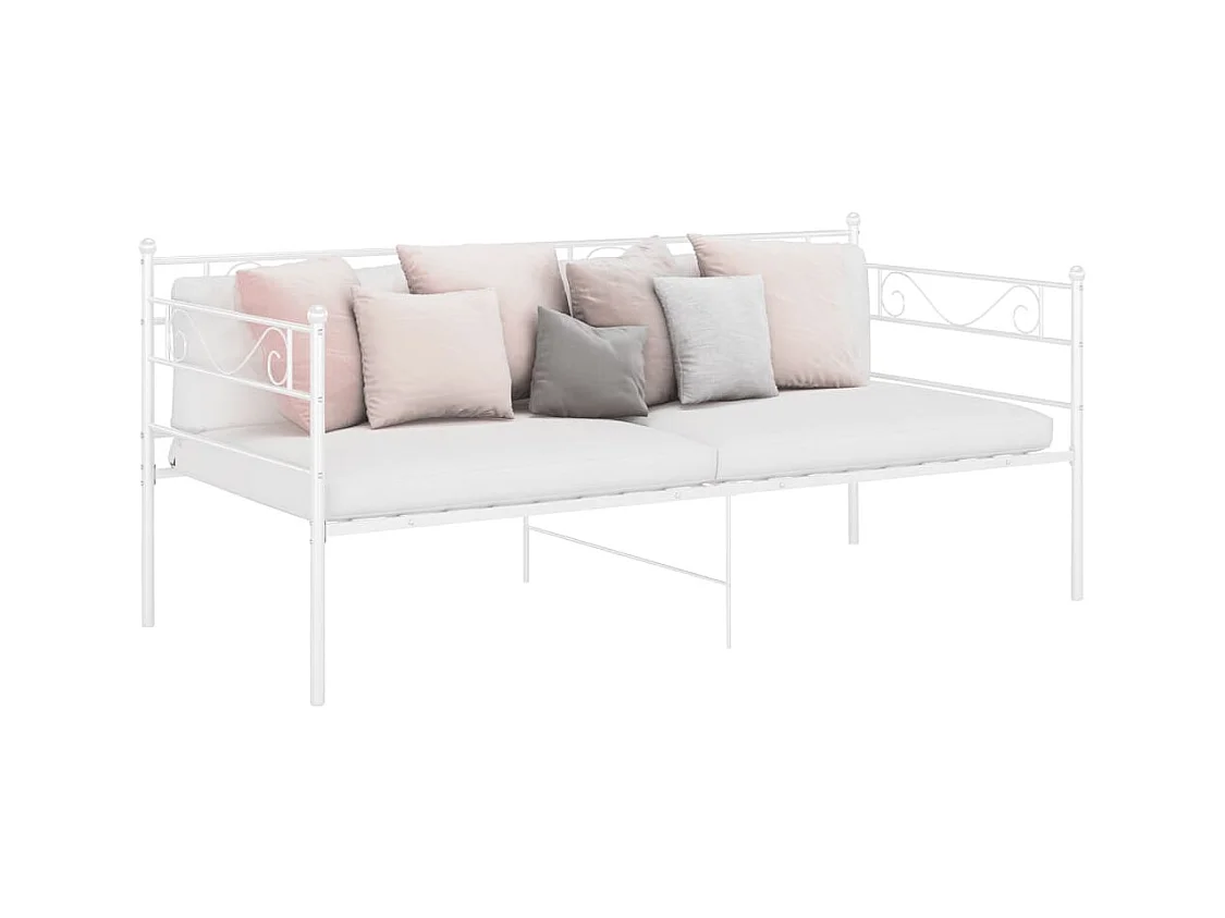 Cadre de canapé-lit sans matelas blanc métal 90x200 cm