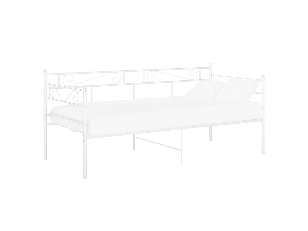 Cadre de canapé-lit sans matelas blanc métal 90x200 cm