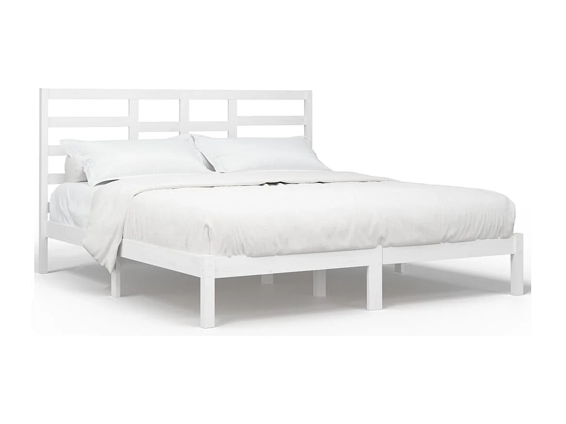 Cadre de lit sans matelas blanc bois massif 180x200 cm