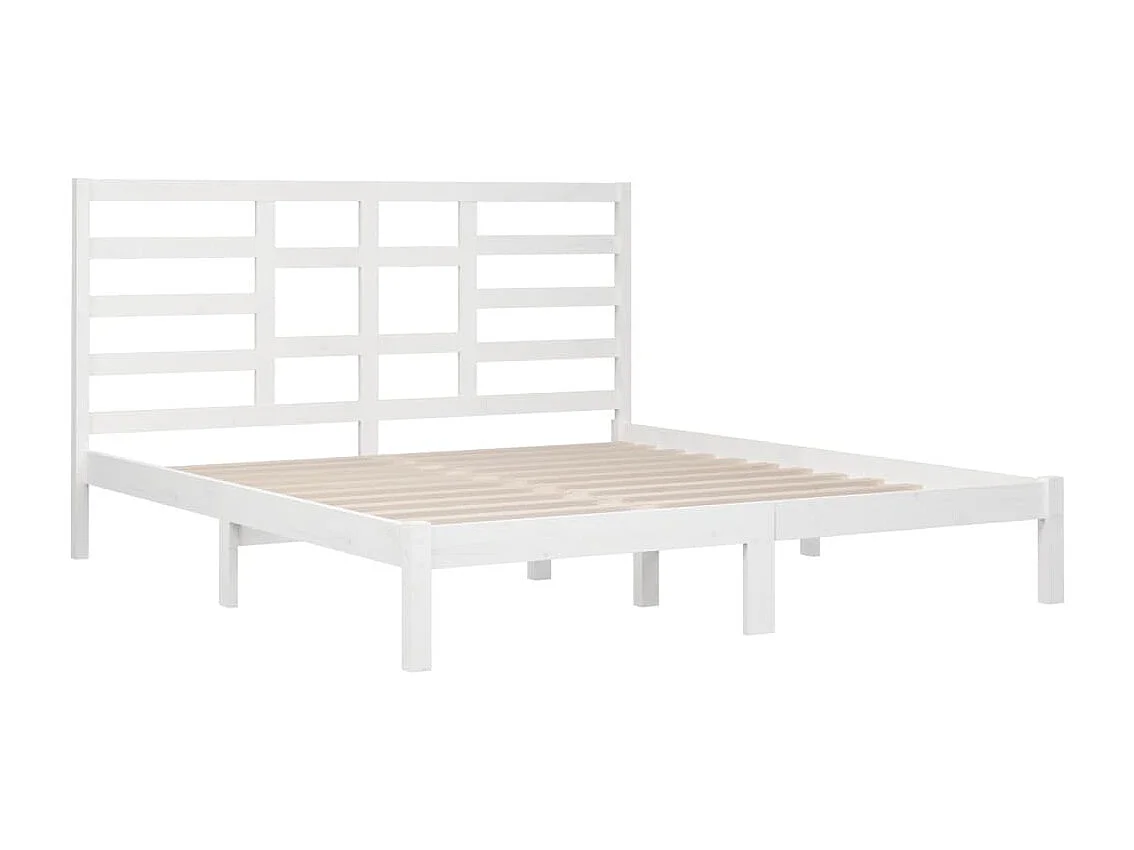 Cadre de lit sans matelas blanc bois massif 180x200 cm
