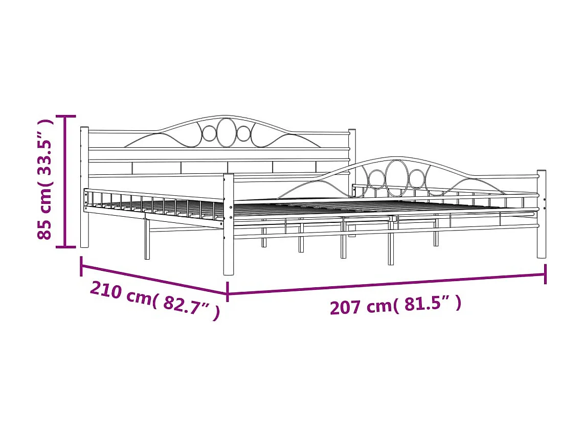 Bettgestell Weiß Metall 200×200 cm