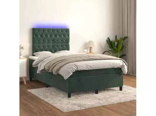 Kauf Unique Boxspringbett mit Matratze & LED Dunkelgrün 120x200 cm Samt