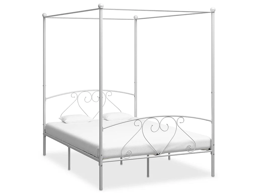 Himmelbett-Gestell Weiß Metall 160 x 200 cm