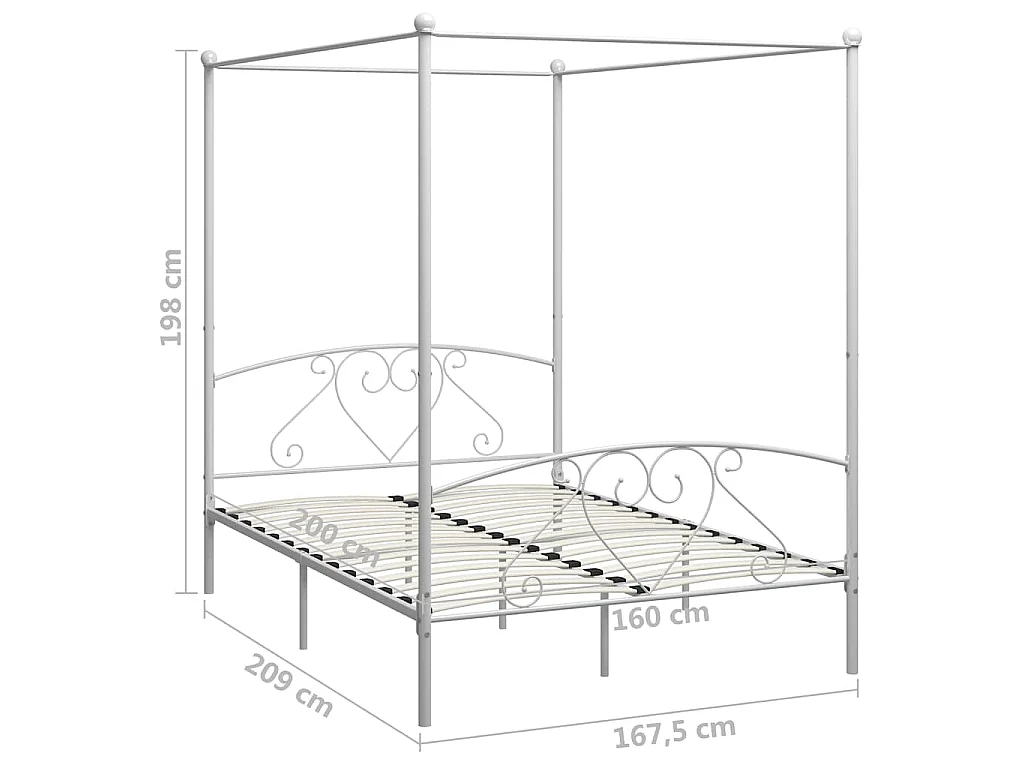 Himmelbett-Gestell Weiß Metall 160 x 200 cm