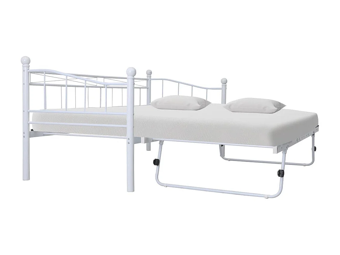 Cadre de lit blanc acier 180x200/90x200 cm