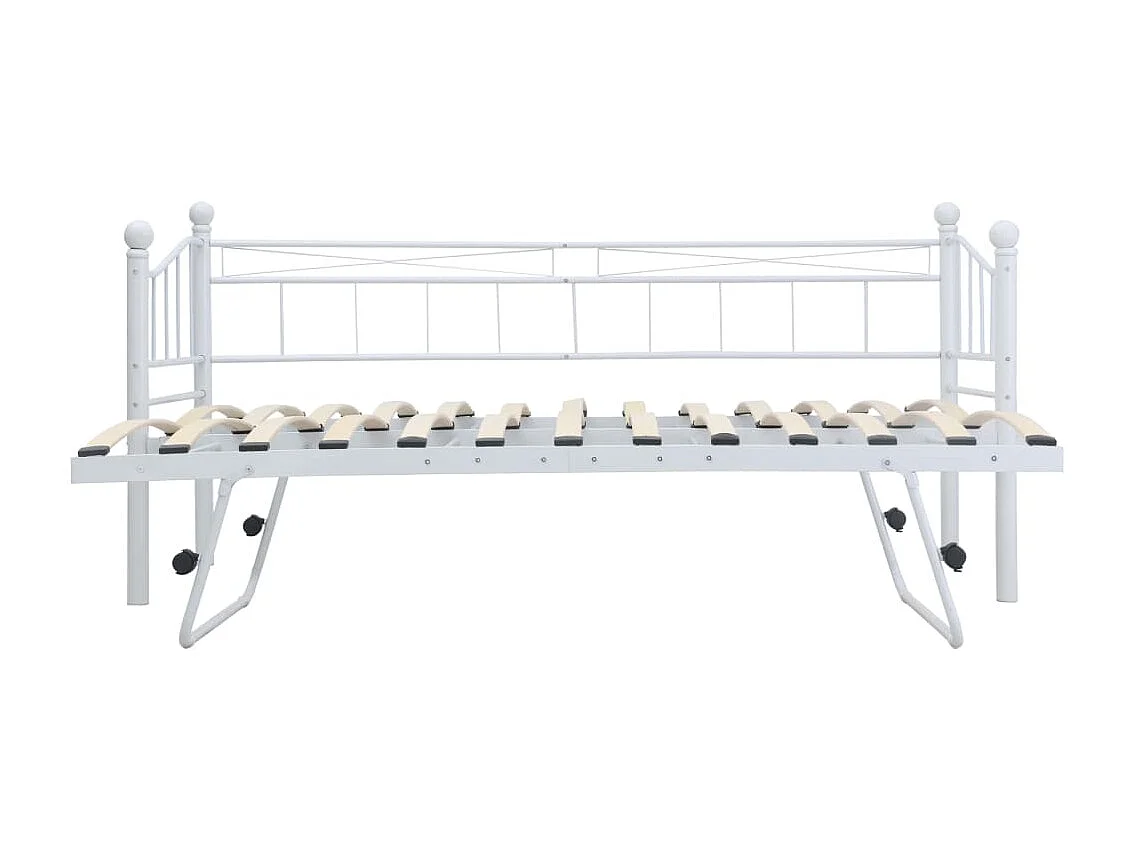 Cadre de lit blanc acier 180x200/90x200 cm