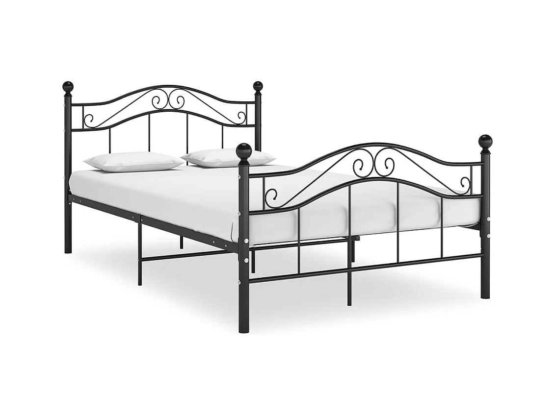 Cadre de lit sans matelas noir métal 120x200 cm