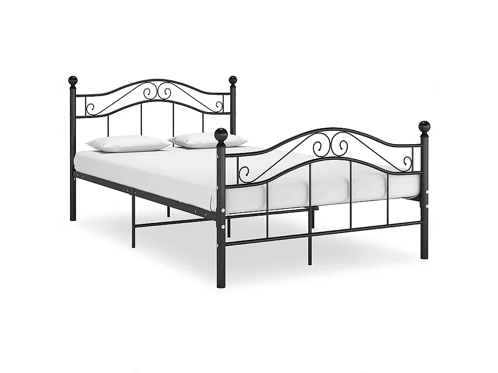 Cadre de lit sans matelas noir métal 120x200 cm