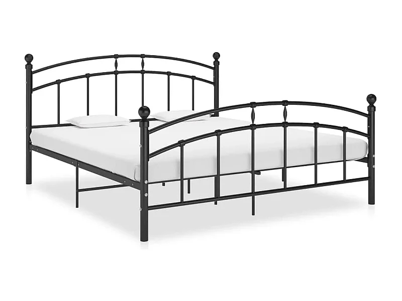 Estructura cama con cabecero sin colchón metal negro 160x200 cm