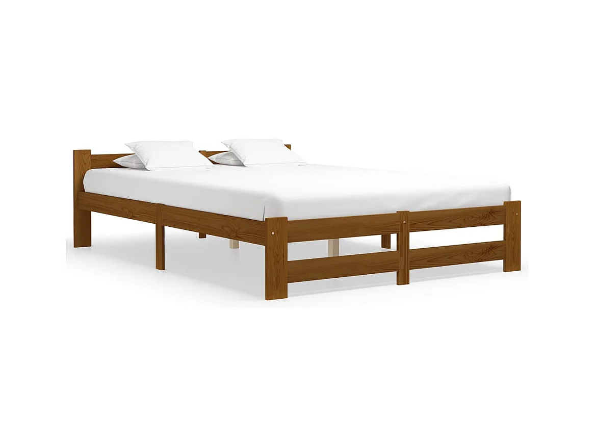 Cadre de lit sans matelas marron miel pin massif 140x200 cm