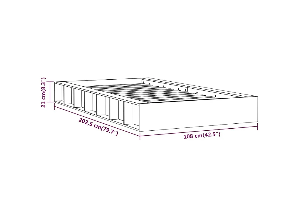 Bedframe massief hout wit 90x200 cm