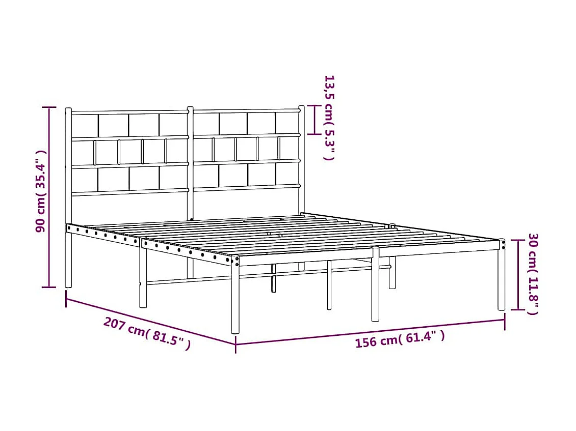 Estrutura de cama com cabeceira 150x200 cm metal branco