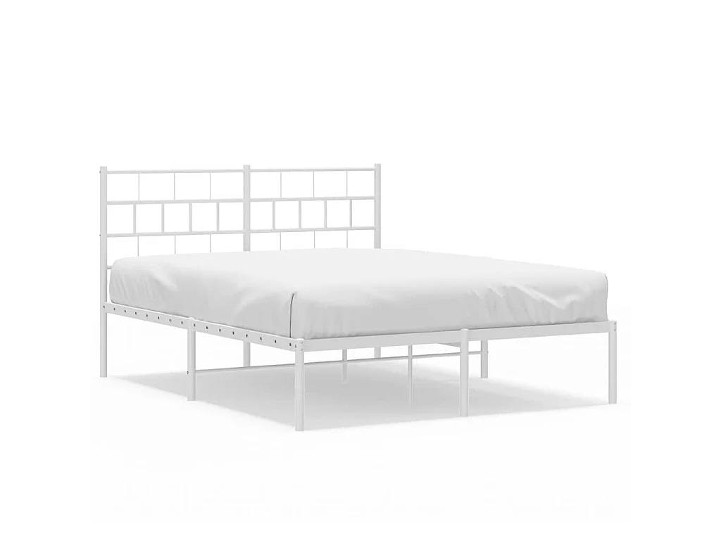 Cadre de lit métal sans matelas et tête de lit blanc 150x200 cm