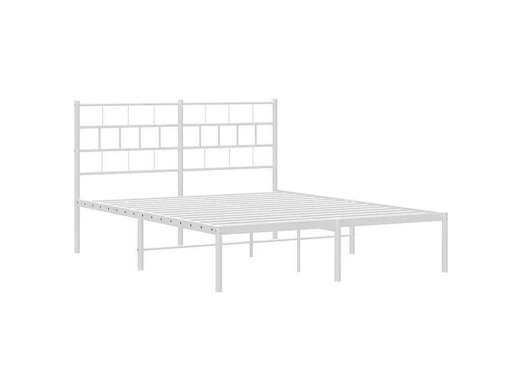 Cadre de lit métal sans matelas et tête de lit blanc 150x200 cm