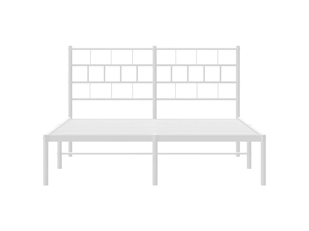 Cadre de lit métal sans matelas et tête de lit blanc 150x200 cm